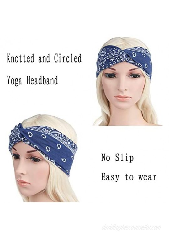 QIMOSHI 6 Packs Headbands for Women Girls Cotton Knotted Yoga Sport Hair Band Headwrap