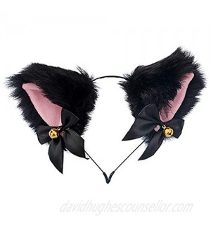 RuGnga Bells Lace Cat Ears Headwear Maid Cat Girl Cute Bells Cat Ears Cosplay Accessories Headwear Accessory