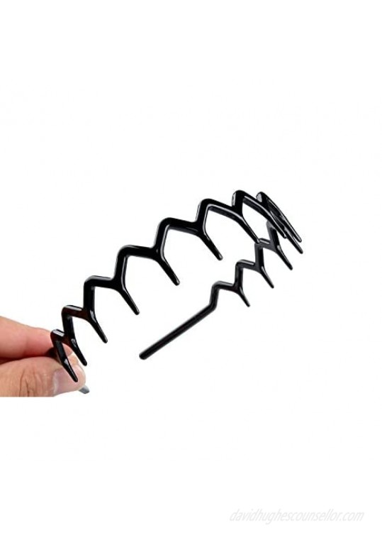 Set of 2 Zig Zag Black Plastic Sharks Tooth Hair Comb Headband Hair Hoop Accessory for Women's Lady Girls (1 Black Color+1 Brown)