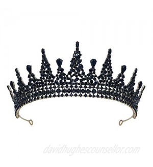 SWEETV Jeweled Baroque Tiara for Women  Crystal Queen Crowns and Tiaras  Costume Party Accessories for Wedding Halloween Prom Black