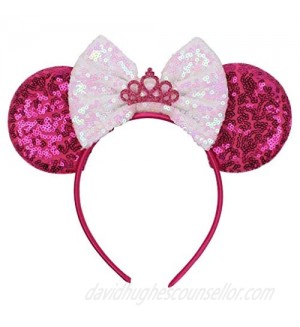 YanJie Mouse Ears Bow Headbands  Glitter Party Princess Decoration Cosplay Costume for Girls & Women