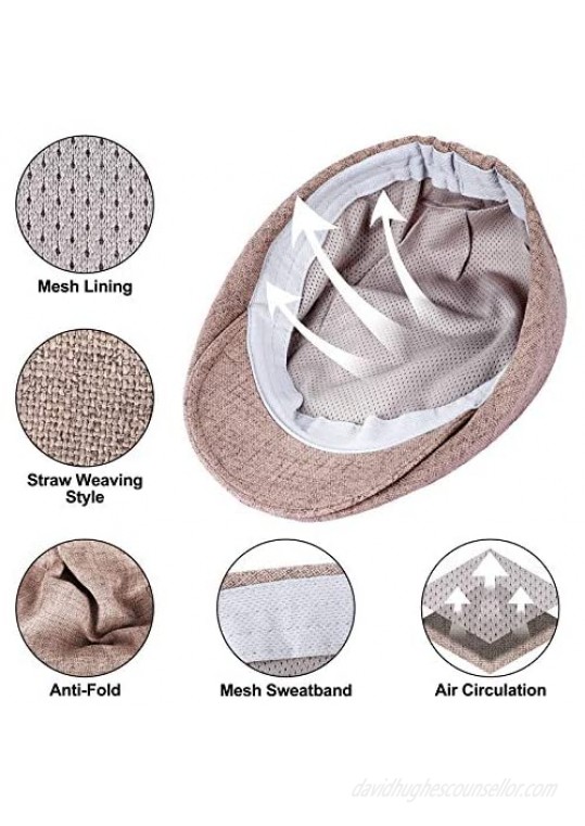 Breathable Newsboy Hat for Men Mens Flat Cap Summer Scally Paperboy Irish Drivers Gatsby Cabbie Ivy Beret