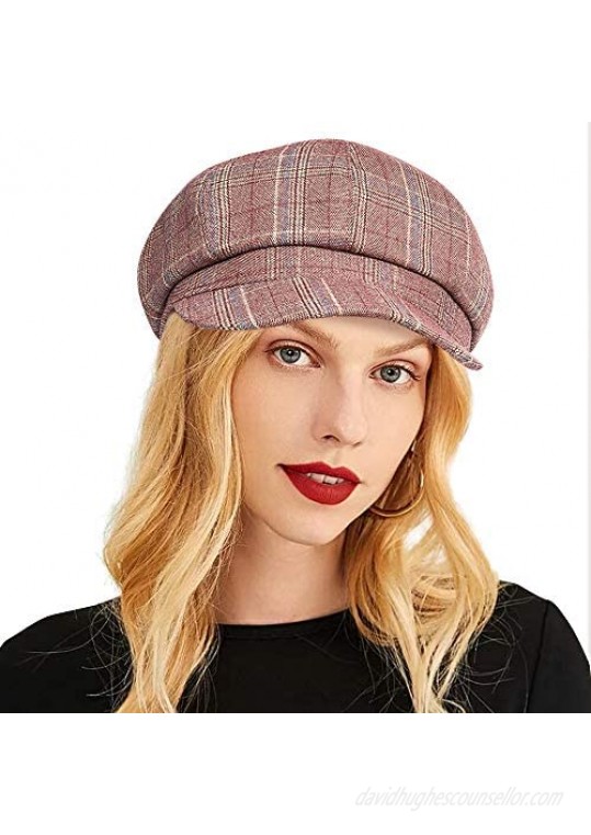 ColorSun Women's Newsboy Caps Newsboy Hats for Women Cabbie Fiddler Octagonal Paperboy Hat