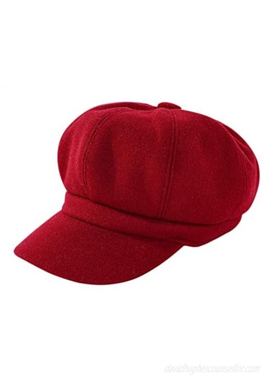 DCUTERQ Women Classic Vintage Newsboy Cap Unisex Winter Warm Cabbie Painter Visor Beret Hat