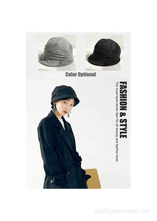 DRIONO Fleece-Lined Women Hat Style Cloche Newsboy Cabbie Beret Cap
