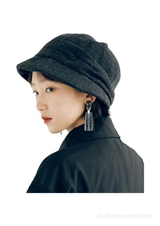 DRIONO Fleece-Lined Women Hat Style Cloche Newsboy Cabbie Beret Cap