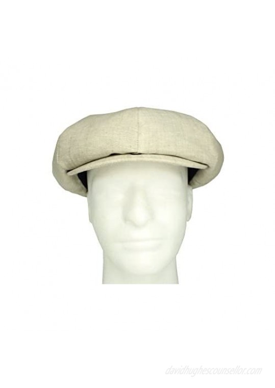 Emstate Linen 8 Panel Applejack Newsboy Cap Made in USA Many Solid Colors and Patterns