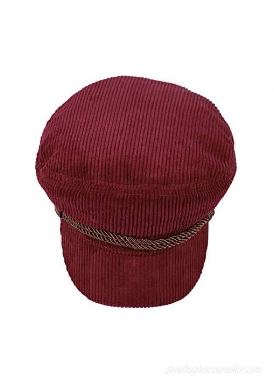 Fiddler Cap for Men Women 100% Cotton with Visor Comfort Elastic Back Band and Metal Button Vintage Classic Rose Red