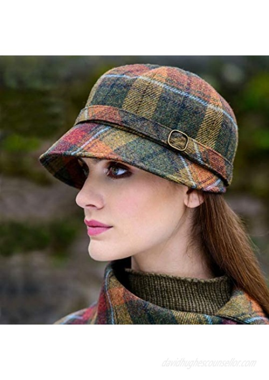 Flapper Hat for Women Plaid Made in Ireland Harvest Sunset One Adjustable Size Brown
