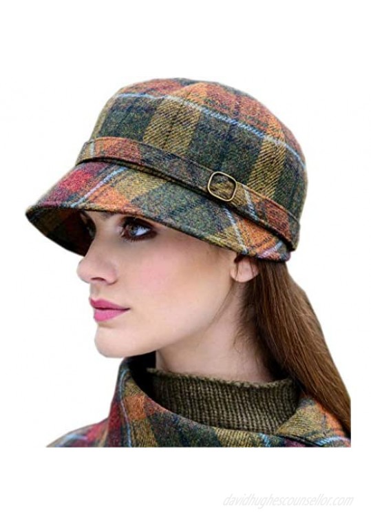 Flapper Hat for Women  Plaid  Made in Ireland  Harvest Sunset  One Adjustable Size Brown