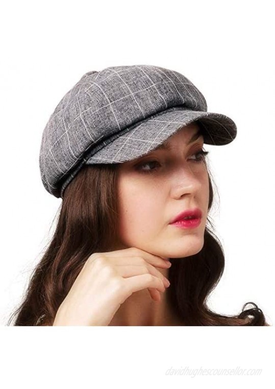 FURHATMALL Newsboy Cap for Women Spring Summer Cotton Linen Gatsby Visor Hat …