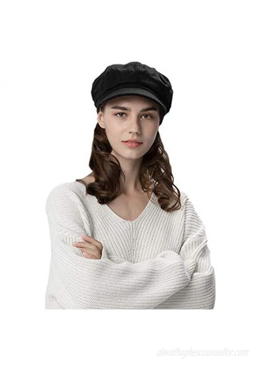 MAYEV 2019 New Womens 8 Panels Visor Beret Newsboy Cap  Ladies Merino Wool Soft Warm Wool Octagonal Cap