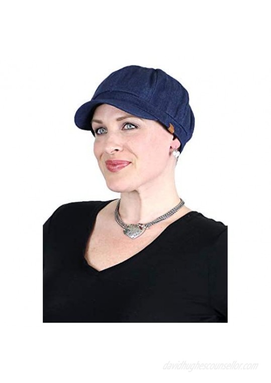 Newsboy Cap for Women Cabbie Summer Hats Ladies Chemo Headwear Head Coverings Gatsby Denim