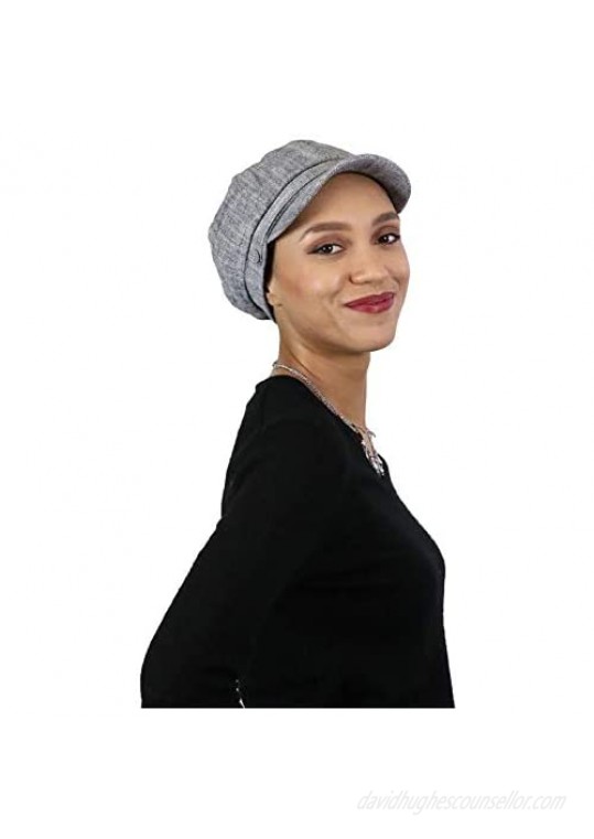Newsboy Cap for Women Summer Hats Chemo Headwear Ladies Head Coverings Linen Blend Tweed Cabbie London