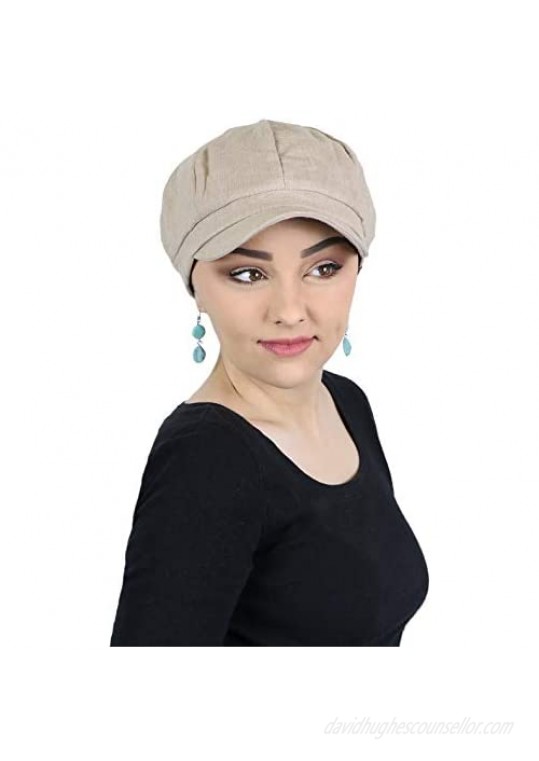 Newsboy Cap for Women Summer Hats Chemo Headwear Ladies Linen Cabbie Head Coverings Gatsby Belfast