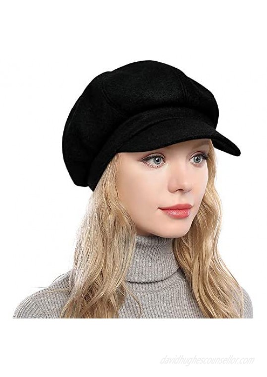PanPacSight Women's Newsboy Hats Fall Wool Cabbie Beret Tweed Girls Paperboy Cap