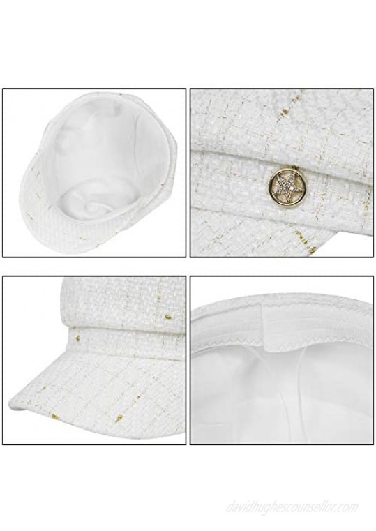 PanPacSight Women's Newsboy Hats Spring Wool Cabbie Beret Tweed Paperboy Cap