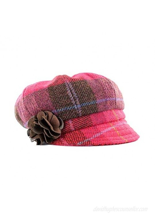 Plaid Ladies Newsboy Cap Red One Size Fits Most
