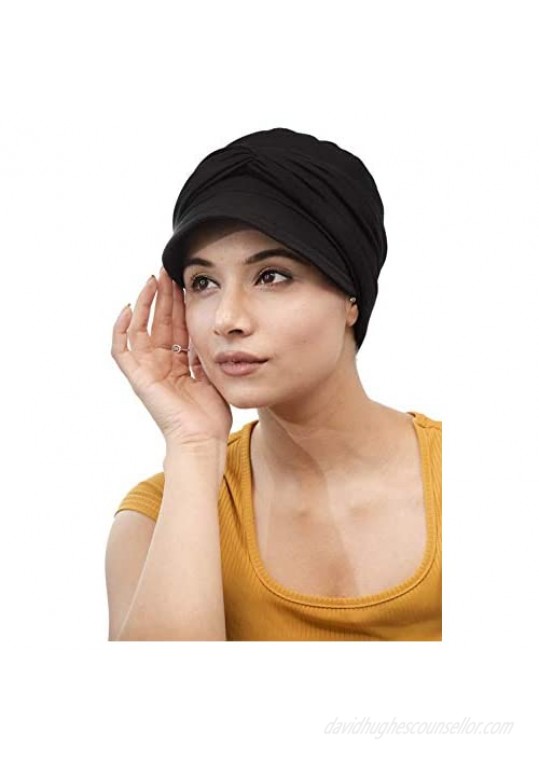 SAKUCHI Chemo New Boy Cap Headwear Turbans for Women Silky Soft Bamboo Hat Cancer Hair Loss