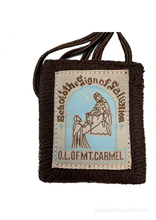 Scapular Catholic Brown Scapulars - Wool Mt Carmel Escapulario de la Virgen del Carmen- Escapularios Catolicos