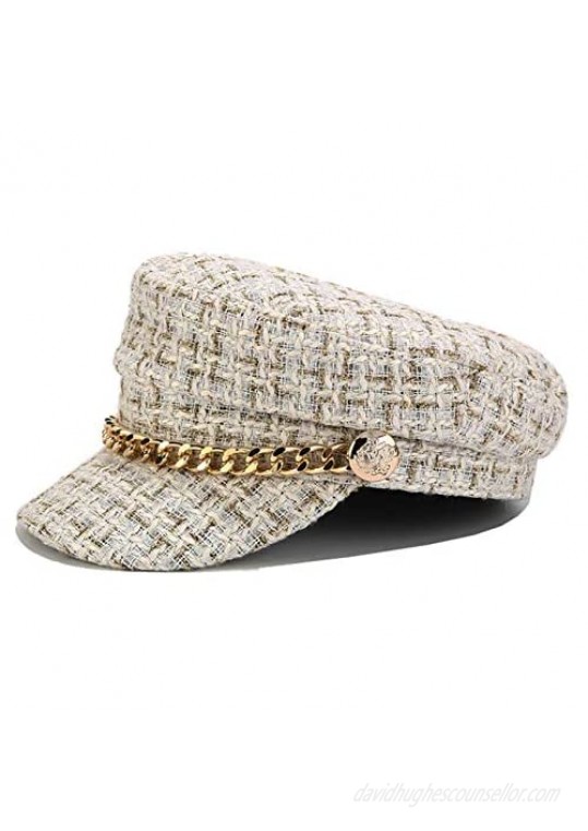Women Tweed-Plaid-Newsboy Fiddler Cap Classic Cabbie-Berets Hat Winter