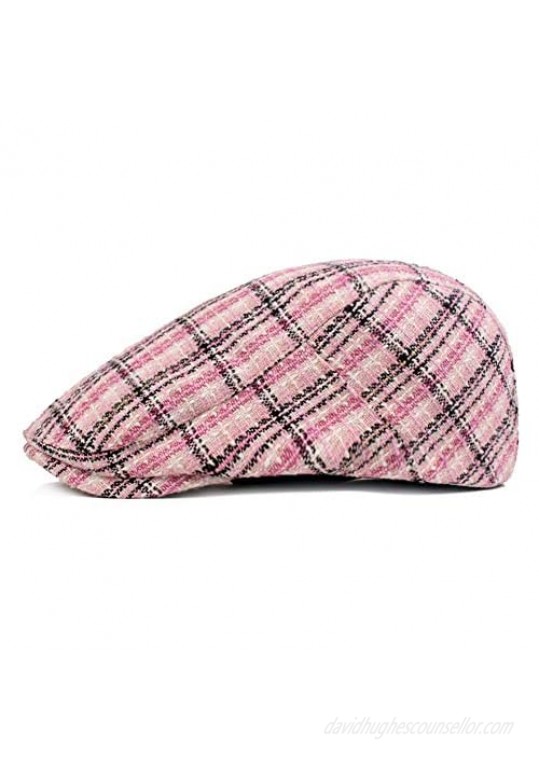ZLSLZ Womens Cute Plaid Newsboy Cabbie Gatsby Golf Visor Hat Cap for Outerwear