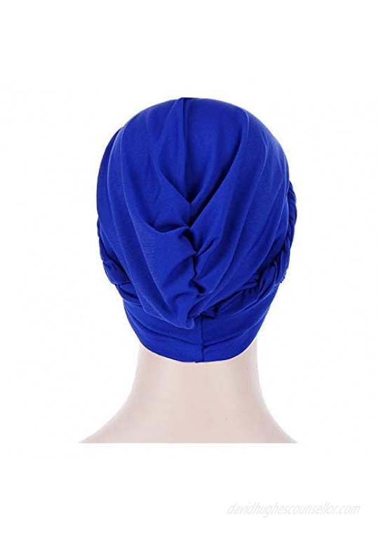 1 Pack / 2 Packs /4packs Women Turban Twisted Beaded Braid Chemical Cancer Headscarf Cap Hair Covered Wrap Hat