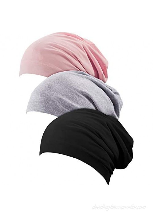 3 Pieces Women Turban Pre-Tied Bonnet Braid Turban African Head Wrap for Woman