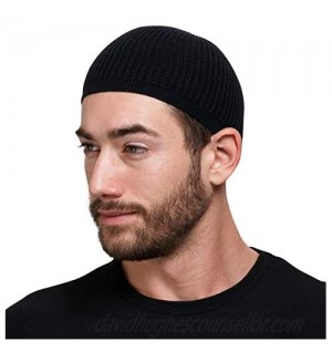 Candid Signature Apparel Cotton Skull Cap Beanie Kufi with Checkered-Knit Pattern in Solid Colors for Everyday Wear