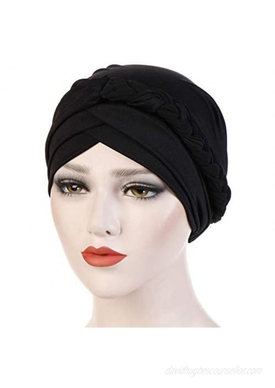 Chemo Cancer Head Hat Cap Ethnic Bohemia Pre-Tied Twisted Braid Hair Cover Wrap Turban Headwear