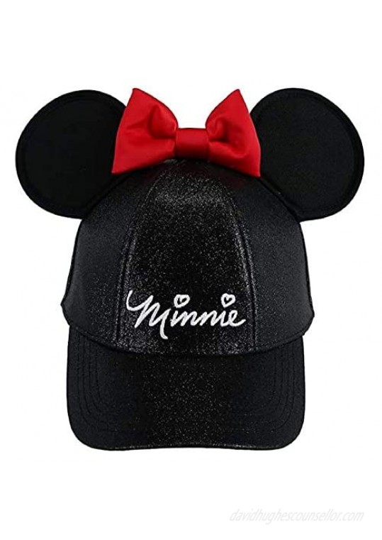 Disney Adult Minnie Glitter Ears Hat  Black Red