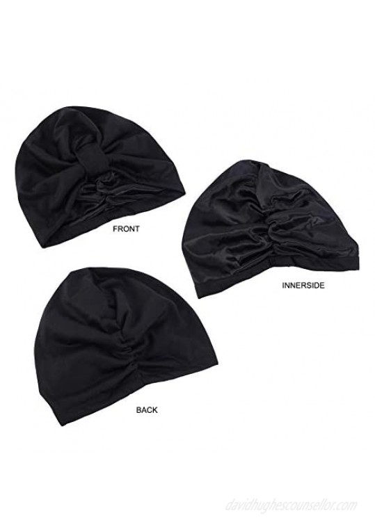 DuoZan Cotton Turbans Satin Liner Double-Layered Beanie Chemo Cap Sleep Bonnet