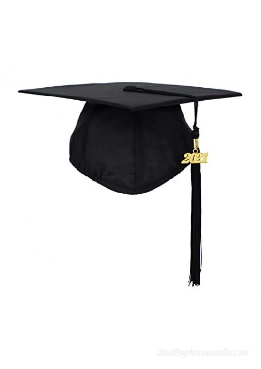 FtyFty Unisex Adult Matte Graduation Cap with Tassel Year Charm