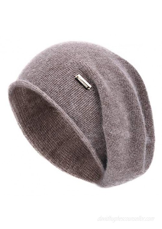 jaxmonoy Cashmere Slouchy Knit Beanie Hat for Women Winter Soft Warm Ladies Wool Knitted Skull Beanies Cap