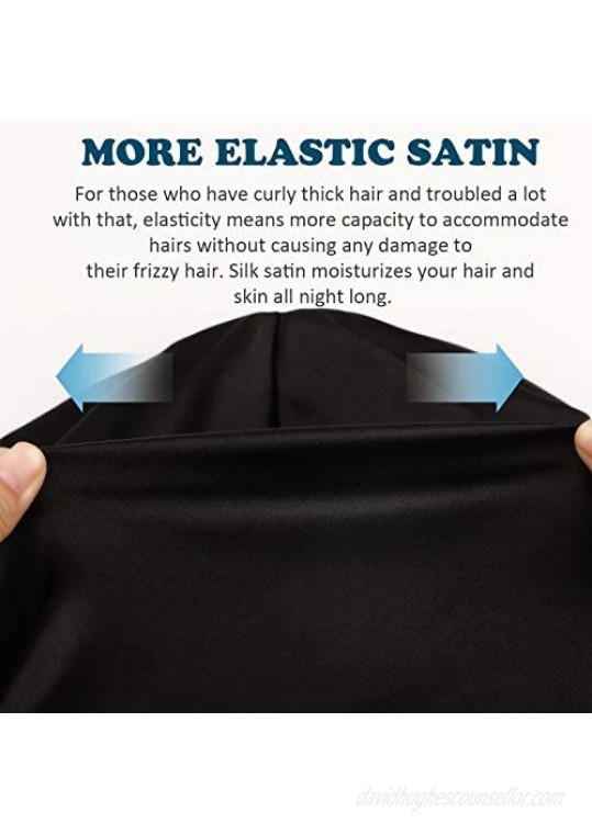 Satin Silk Lining Sleep Hat V2.0 Elastic Satin Bonnet Beanie Slouchy Night Cap Skull Cap Patients Care Chemo Hat