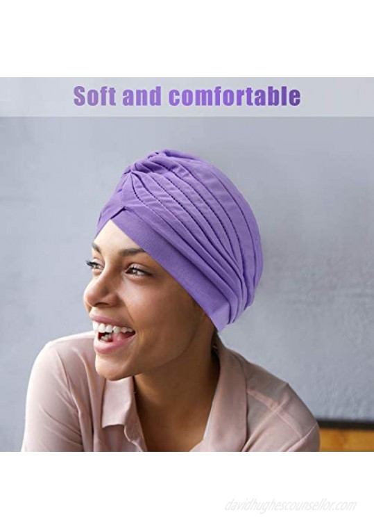 Stretchy Turban Cap Head Bennie Cover Pleated Twisted India's Hat for Women Girl
