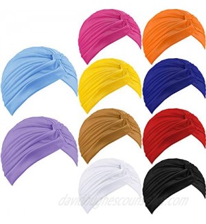 Stretchy Turban Cap Head Bennie Cover Pleated Twisted India's Hat for Women Girl