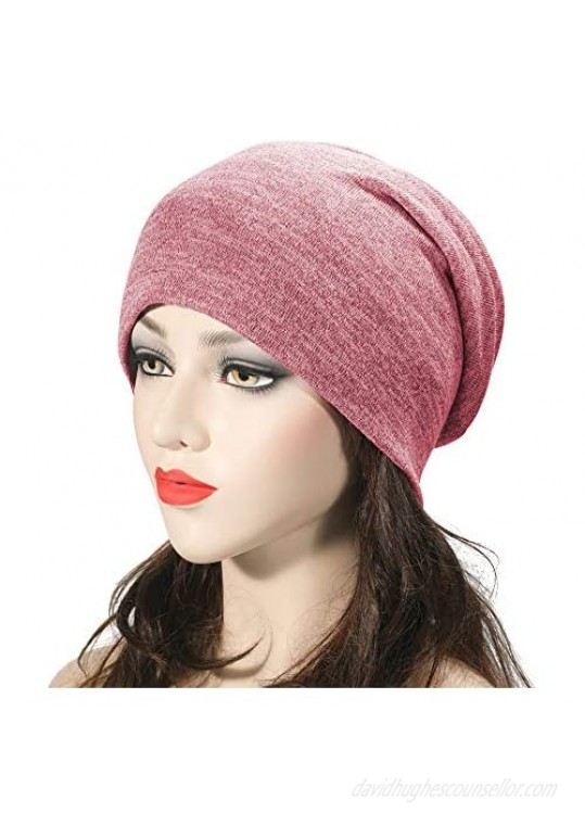 ZLYC Soft Slouchy Beanie Hat for Women Men Fashion Thin Knit Stretch Skull Cap