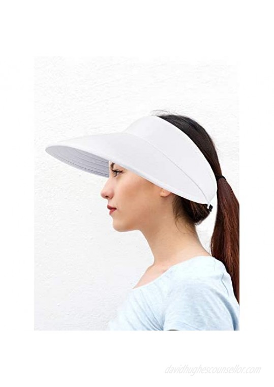 2 Pieces Sun Visor Hats Wide Brim Visor Hats Adjustable Large Brim Summer Beach Caps for Women