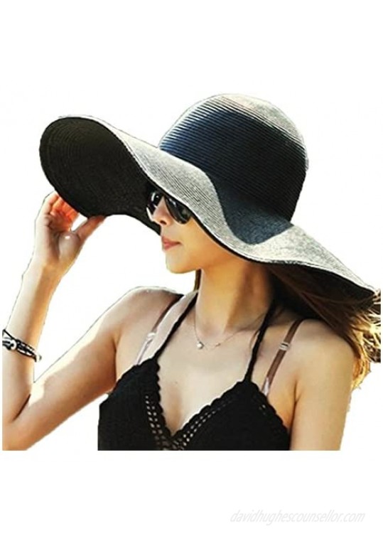 AngelCity Brides Womens Beach Hat Striped Straw Sun Hat Floppy Big Brim Hat
