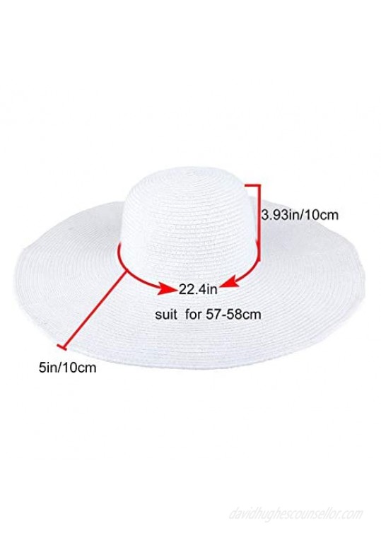 CHIC DIARY Womens Wide Brim Straw Hat Floppy Derby Hat Large Brim Beach Straw Sun Cap UPF 50+