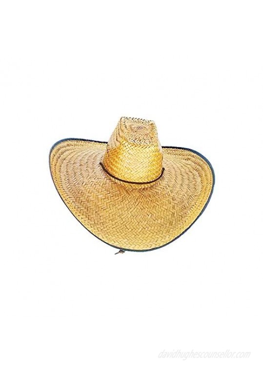 Double Weaved Ranch Style Hat Universal Fit Wide Brim Straw Hat