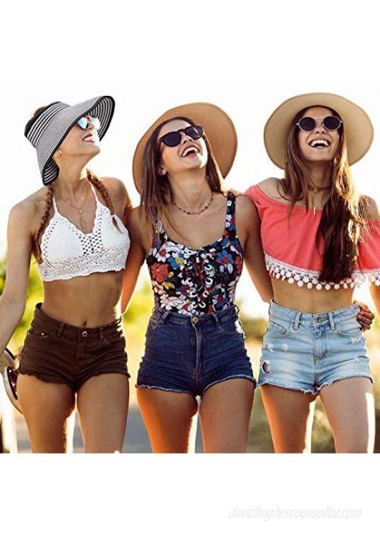 Maylisacc Foldable Straw Sun Visors for Women Sun Protecetion Wide Brim Sun Hats Adjustable Topless Beach Hat