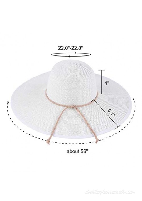 Muryobao Womens Sun Straw Hat Wide Brim UV UPF 50 Summer Hat Foldable Roll up Floppy Beach Cap for Women