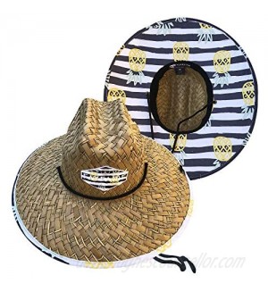 Straw Hat for Men and Women | UPF 50+ Sun Hat with Wide Brim | Avocado  Pineapple or American Flag Fabric