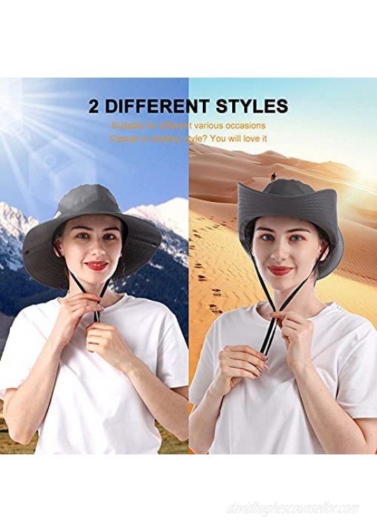 Tutuko Womens Wide Brim Sunhat Foldable Sun Protection Beach Ponytail Bucket Hats for Women Men