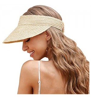 Visors for Women  Sun Hats for Women Sun Visors for Women  Beach Straw Visors Hats Made of Natural Raffia