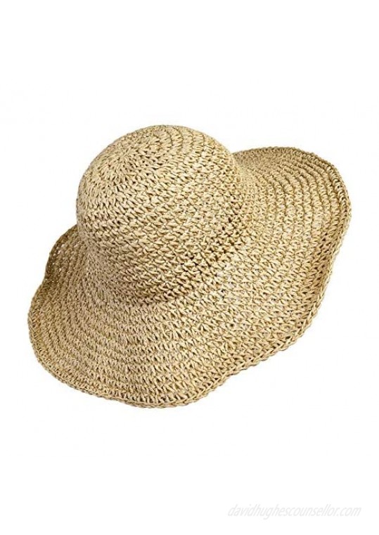 Women Straw Hat Wide Brim Beach Sun Cap Foldable Large Lady Floppy