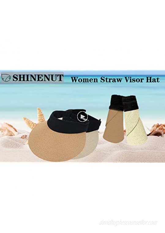 Women Straw Sun Visor Hat Wide Brim Summer UV Protection Beach Cap Foldable Packale Korean Style