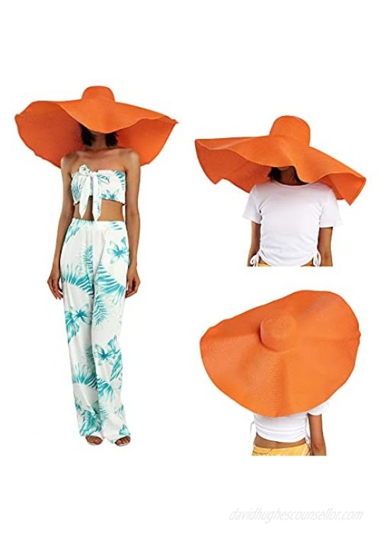 Women's Oversized Straw Hat Large Brim Sun Hat Beach Cap Big Foldable Floppy Sunshade Hats Outdoor Summer Sun Beach Hat